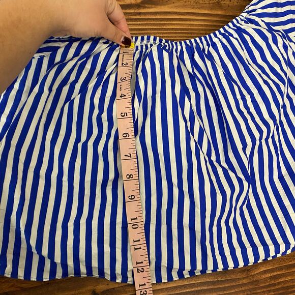 Zara Women's Blue White Striped Off the Shoulder Top Size Small Coastal Minimal - Picture 9 of 10